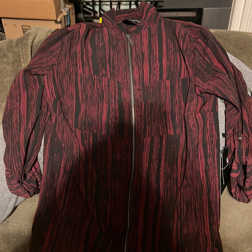 Rock & Republic purple long sleeve blouse with a zipper in the middle